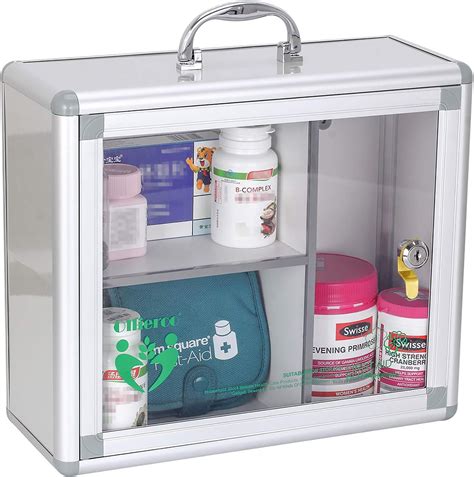 UMF Medical 7785 Single Door, Double Lock Steel narcotic <b>cabinet</b> with five adjustable steel shelves. . Portable medicine cabinet